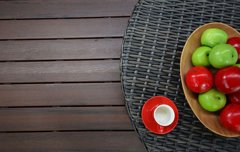 fruit-tray-on-dark-low-composite-deck fruit tray on dark low maintenance deck